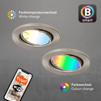 Brilo - SET 3x LED RGBW Dimmbare Badezimmerleuchte 1xGU10/4,9W/230V 2700-6500K Wi-Fi Tuya IP23 + Fernbedienung