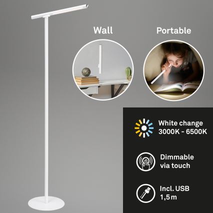 Briloner 1384-016 - Dimmbare LED-Stehleuchte mit Touch-Funktion 2-in-1 EVERYWHERE LED/2,3W/5V