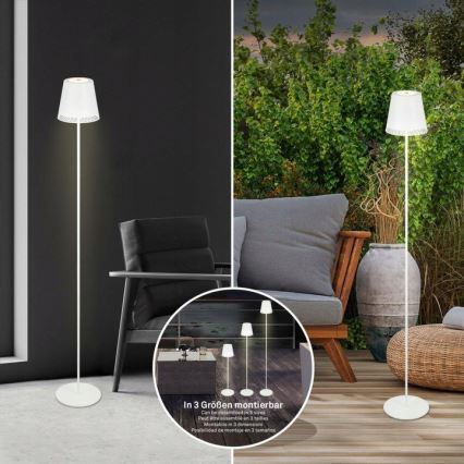 Briloner 1438016 - LED Dimmbar Touch Stehleuchte 3in1 LED/3,5W/5V IP44 3000K 38-130 cm weiß