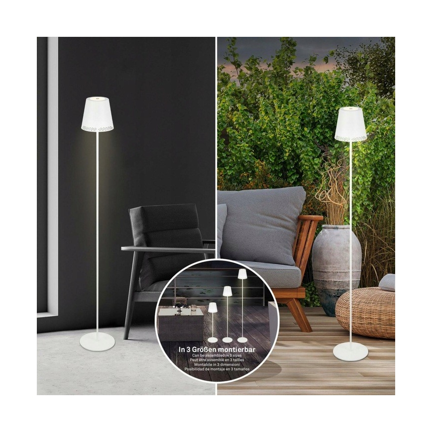 Briloner 1438016 - LED Dimmbar Touch Stehleuchte 3in1 LED/3,5W/5V IP44 3000K 38-130 cm weiß