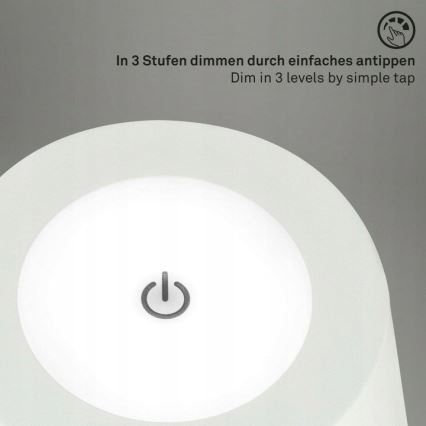 Briloner 1438016 - LED Dimmbar Touch Stehleuchte 3in1 LED/3,5W/5V IP44 3000K 38-130 cm weiß