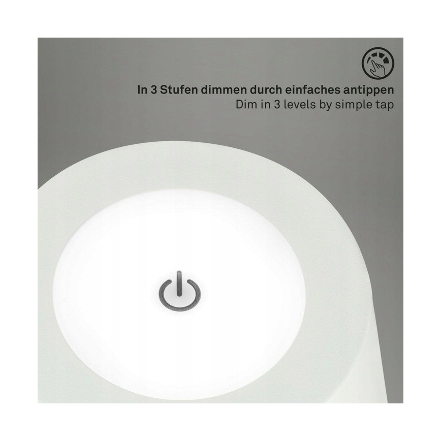 Briloner 1438016 - LED Dimmbar Touch Stehleuchte 3in1 LED/3,5W/5V IP44 3000K 38-130 cm weiß