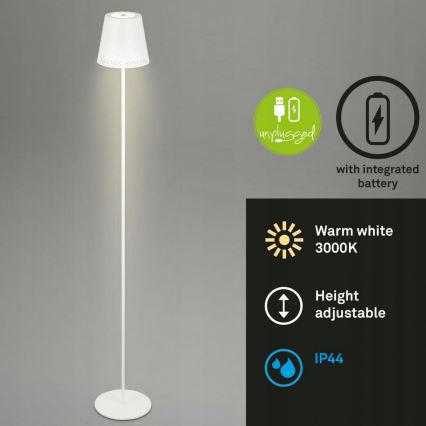 Briloner 1438016 - LED Dimmbar Touch Stehleuchte 3in1 LED/3,5W/5V IP44 3000K 38-130 cm weiß