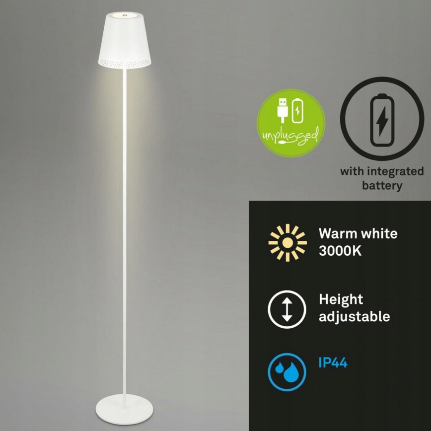 Briloner 1438016 - LED Dimmbar Touch Stehleuchte 3in1 LED/3,5W/5V IP44 3000K 38-130 cm weiß