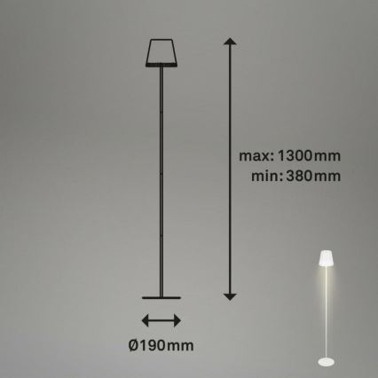 Briloner 1438016 - LED Dimmbar Touch Stehleuchte 3in1 LED/3,5W/5V IP44 3000K 38-130 cm weiß