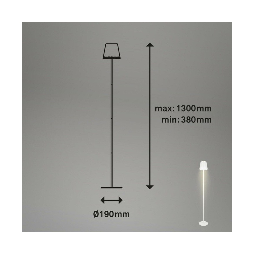 Briloner 1438016 - LED Dimmbar Touch Stehleuchte 3in1 LED/3,5W/5V IP44 3000K 38-130 cm weiß