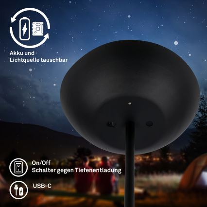 Briloner 1500015 - dimmbare LED-Stehlampe ESTATE LED/8W/5V 4000 mAh schwarz