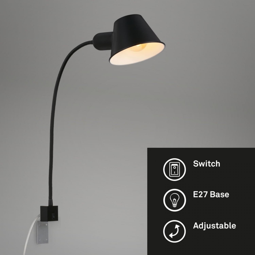 Briloner 2079-015 - Flexible Wandleuchte 1xE27/10W/230V schwarz