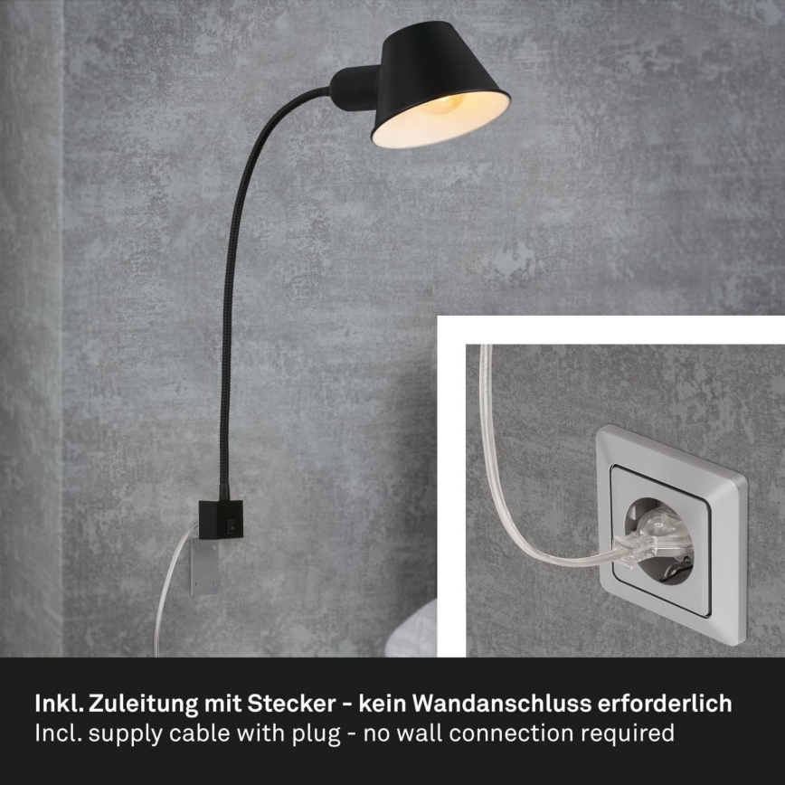 Briloner 2079-015 - Flexible Wandleuchte 1xE27/10W/230V schwarz