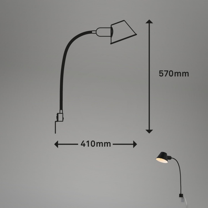 Briloner 2079-015 - Flexible Wandleuchte 1xE27/10W/230V schwarz
