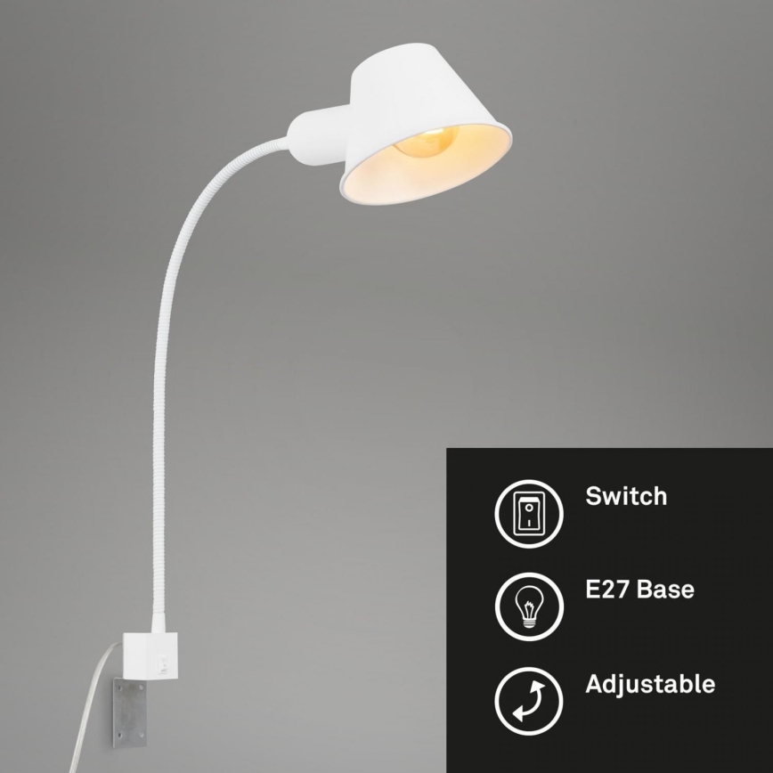 Briloner 2079-016 - Flexible Wandleuchte 1xE27/10W/230V weiß