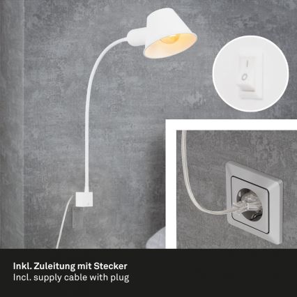 Briloner 2079-016 - Flexible Wandleuchte 1xE27/10W/230V weiß