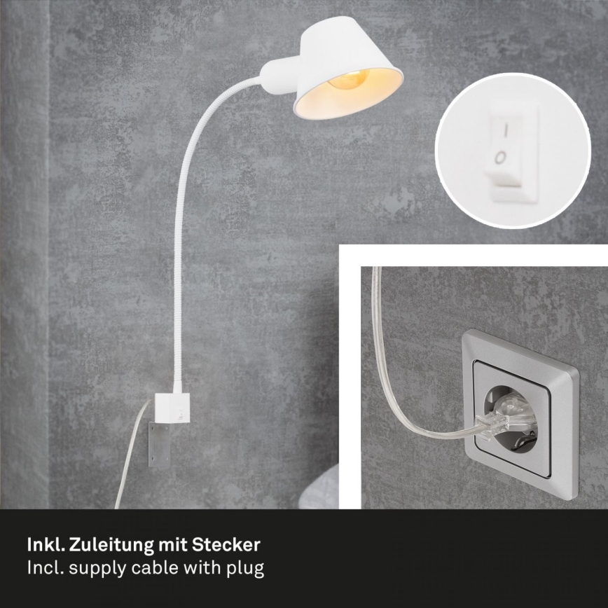 Briloner 2079-016 - Flexible Wandleuchte 1xE27/10W/230V weiß