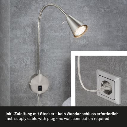 Briloner 2082-012 - LED-Wandlampe COMFORT LIGHT 1xGU10/5W/230V mattes Chrom