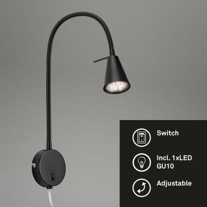 Briloner 2082-015 - LED-Wandlampe COMFORT LIGHT 1xGU10/5W/230V schwarz