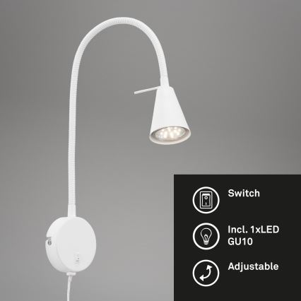 Briloner 2082-016 - LED flexible Wandleuchte COMFORT LIGHT 1xGU10/5W/230V weiß