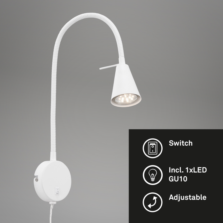 Briloner 2082-016 - LED flexible Wandleuchte COMFORT LIGHT 1xGU10/5W/230V weiß