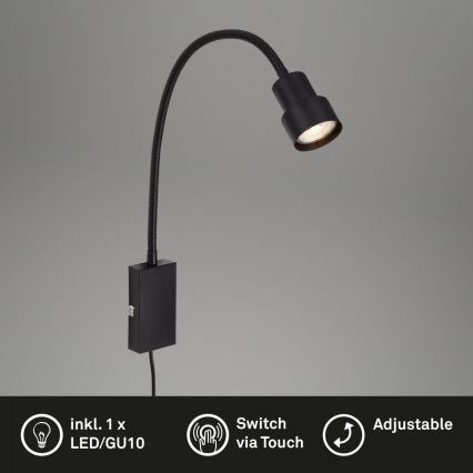 Briloner 2085-015 - LED-Touch-Wandleuchte TUSI 1xGU10/5W/230V schwarz