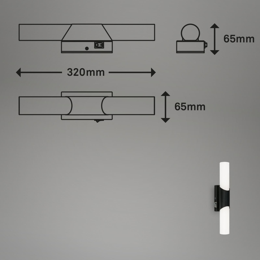 Briloner 2111-015 - LED-Spiegelleuchte für das Badezimmer LED/6,5W/230V 32 cm schwarz