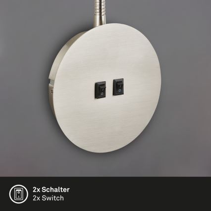 Briloner 2178012 - LED Flexible Wandleuchte 1xE14/10W/230V + LED/3W matt Chrom