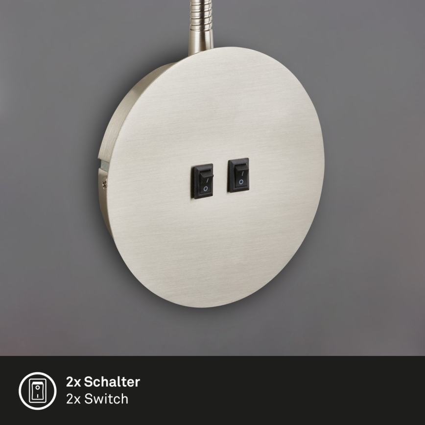 Briloner 2178012 - LED Flexible Wandleuchte 1xE14/10W/230V + LED/3W matt Chrom
