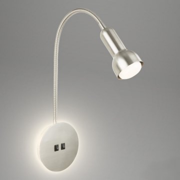 Briloner 2178012 - LED Flexible Wandleuchte 1xE14/10W/230V + LED/3W matt Chrom