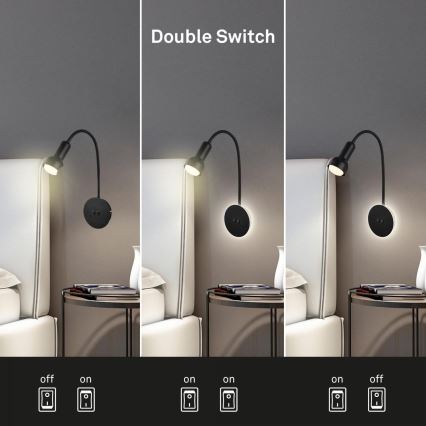 Briloner 2178015 - Flexible LED-Wandleuchte 1xE14/10W/230V + LED/3W schwarz