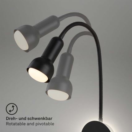Briloner 2178015 - Flexible LED-Wandleuchte 1xE14/10W/230V + LED/3W schwarz