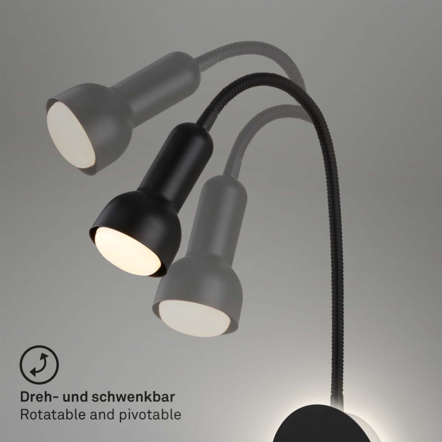 Briloner 2178015 - Flexible LED-Wandleuchte 1xE14/10W/230V + LED/3W schwarz