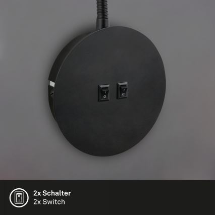 Briloner 2178015 - Flexible LED-Wandleuchte 1xE14/10W/230V + LED/3W schwarz