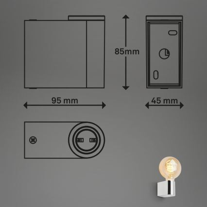 Briloner 2182-018 - Badezimmer-Wandleuchte DONGA 1xE27/10W/230V IP44 glänzender Chrom