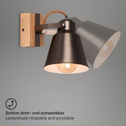 Briloner 2406-014 - Wandstrahler RETRO 1xE27/40W/230V braun