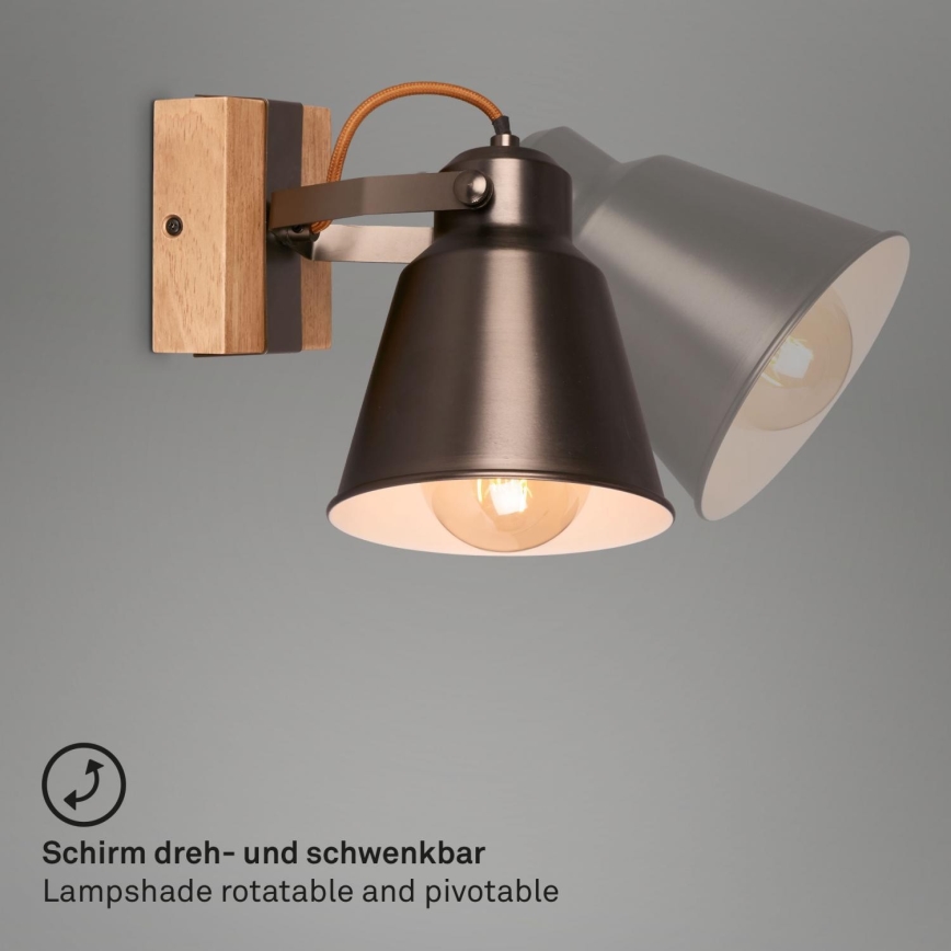 Briloner 2406-014 - Wandstrahler RETRO 1xE27/40W/230V braun