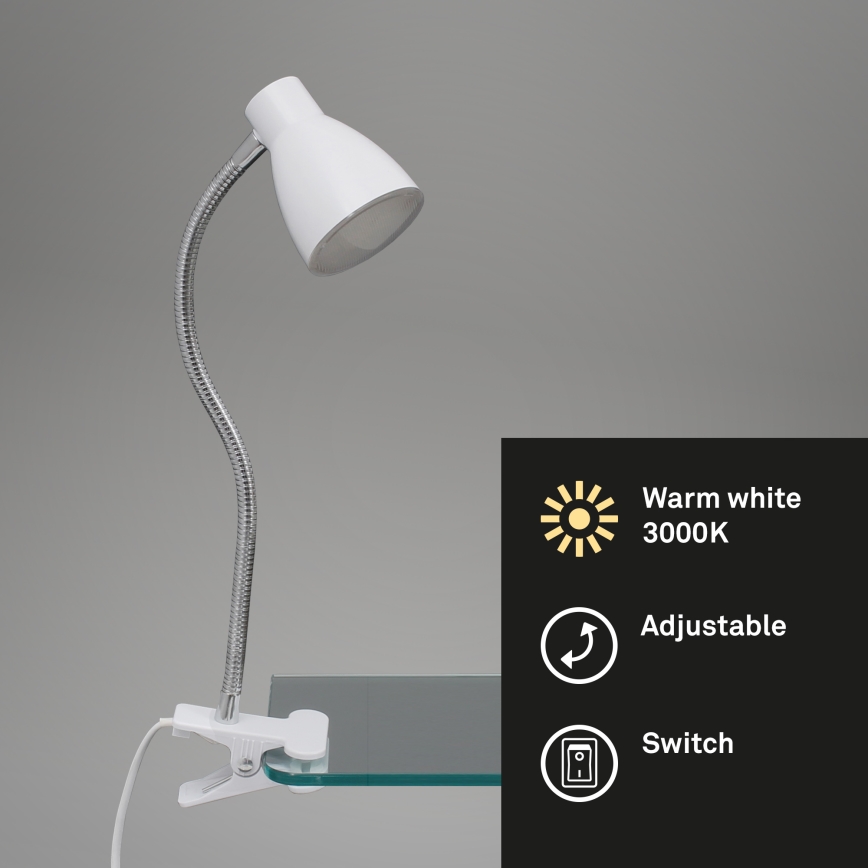 Briloner 2615-016P - LED-Klemmlampe GRIP LED/2,5W/230V weiß
