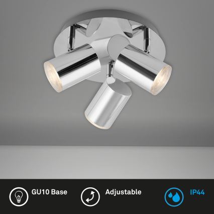 Briloner 2731-038 - Deckenspot CUP 3xGU10/5W/230V IP44 glänzender Chrom