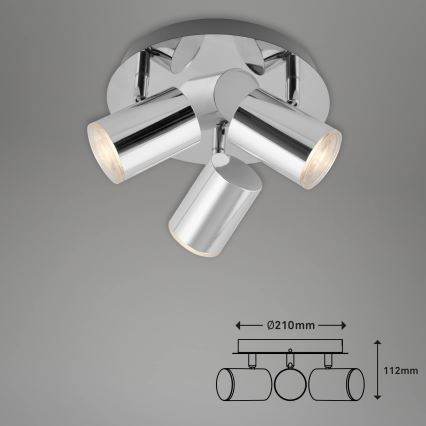Briloner 2731-038 - Deckenspot CUP 3xGU10/5W/230V IP44 glänzender Chrom