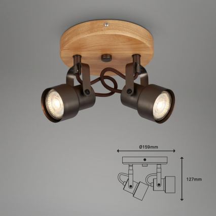 Briloner 2872-025R - LED-Strahler SPOTLIGHT 2xGU10/5W/230V braun