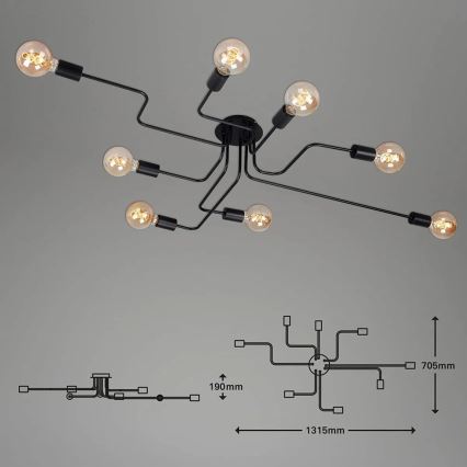 Briloner 2888-085 - Anbauleuchte FARETTO 8xE27/60W/230V schwarz