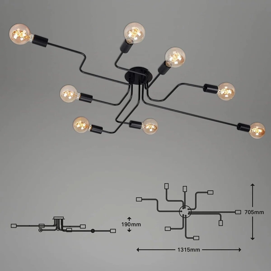 Briloner 2888-085 - Anbauleuchte FARETTO 8xE27/60W/230V schwarz