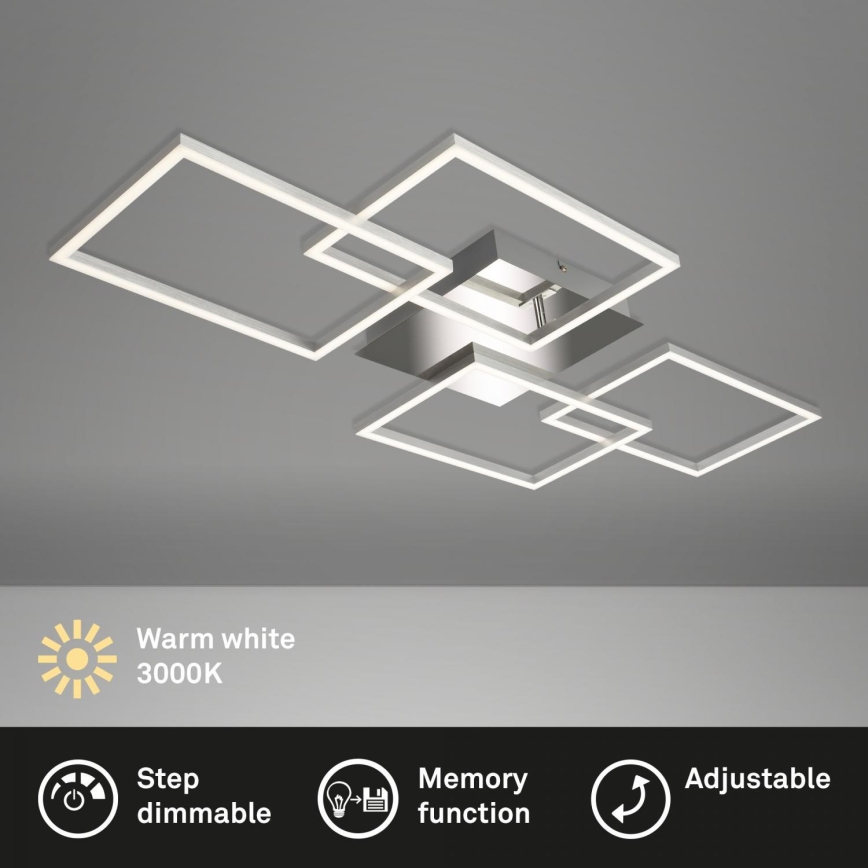 Briloner 3091-018 - Dimmbare LED-Deckenleuchte FRAME LED/30W/230V glänzendes Chrom