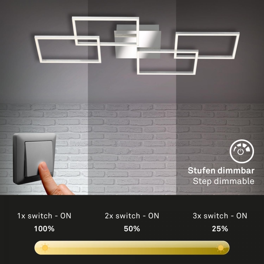 Briloner 3091-018 - Dimmbare LED-Deckenleuchte FRAME LED/30W/230V glänzendes Chrom
