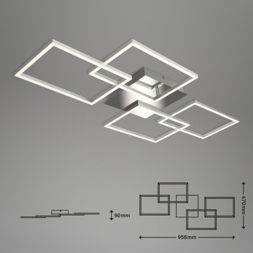 Briloner 3091-018 - Dimmbare LED-Deckenleuchte FRAME LED/30W/230V glänzendes Chrom