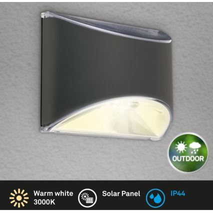 Briloner 3133015 - LED Solar-Wandleuchte LED/2W/3,7V IP44 3000K 300 mAh