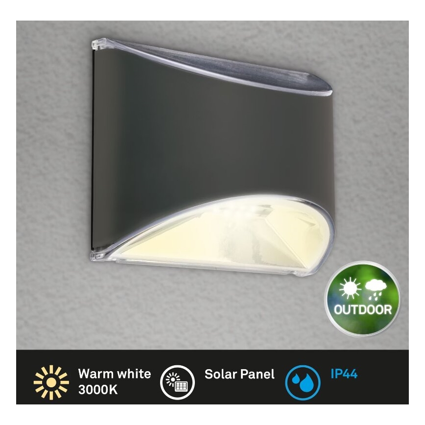 Briloner 3133015 - LED Solar-Wandleuchte LED/2W/3,7V IP44 3000K 300 mAh