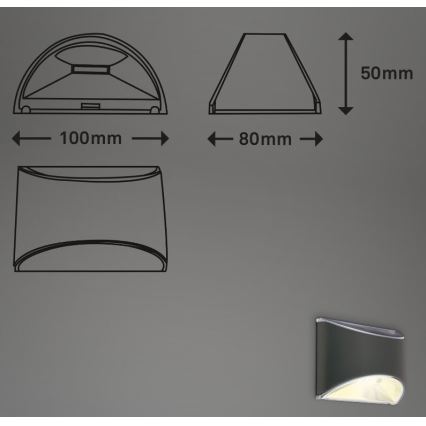Briloner 3133015 - LED Solar-Wandleuchte LED/2W/3,7V IP44 3000K 300 mAh