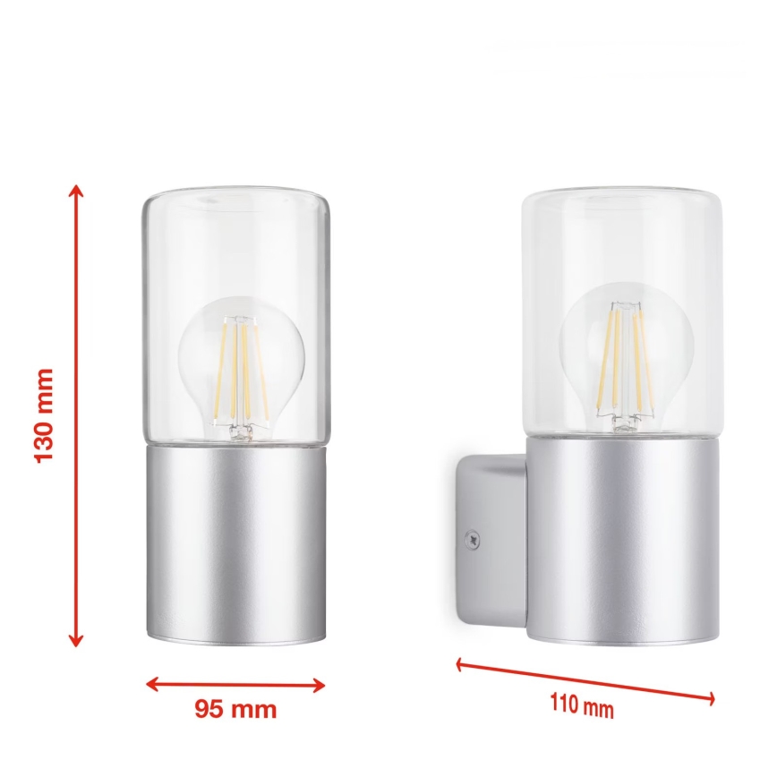 Briloner 320504TF - Outdoor-Wandleuchte 1xE27/12W/230V IP44 silbern