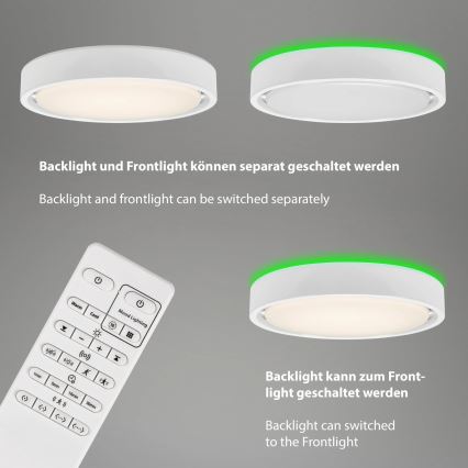 Briloner 3227-016 - Dimmbare LED-RGB-Leuchte mit Sensor TALENA LED/24W/230V weiß + Fernbedienung