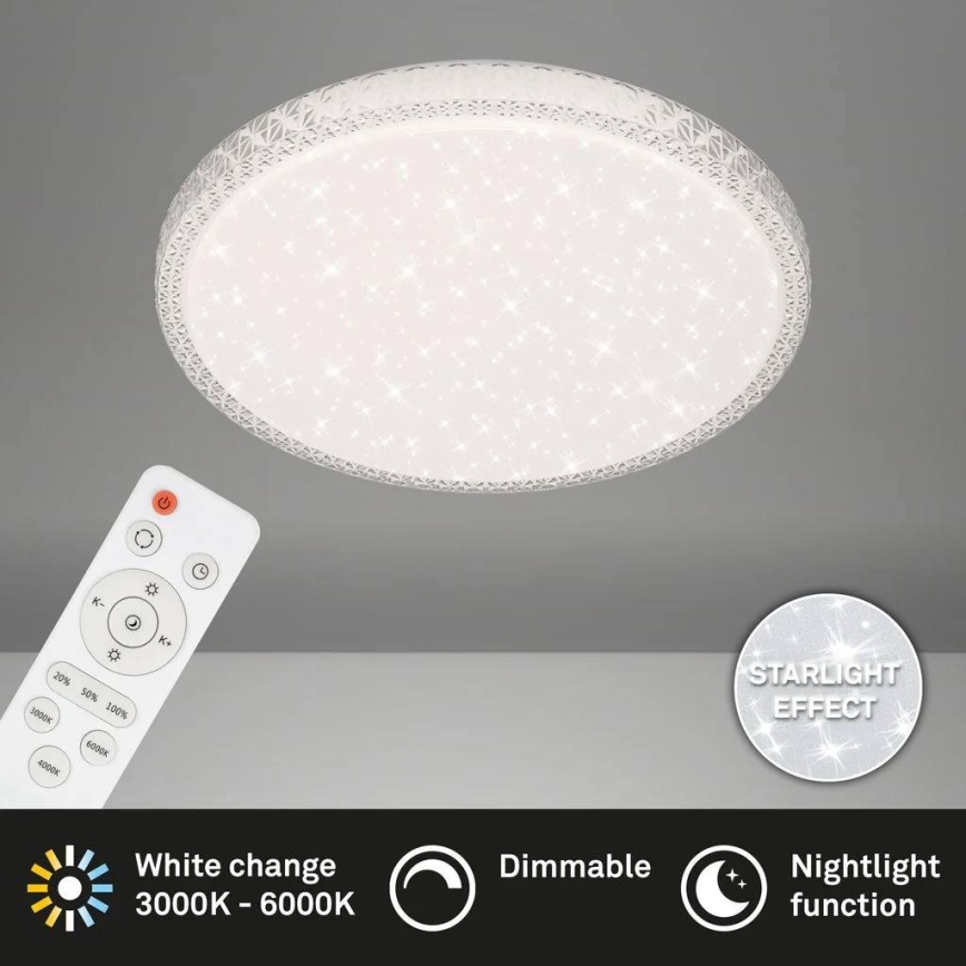 Briloner 3412-016 - Dimmbare LED-Deckenleuchte STAR SKY LED/24W/230V 3000/4000/6000K Ø 39 cm + Fernbedienung