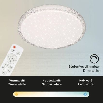 Briloner 3412-016 - Dimmbare LED-Deckenleuchte STAR SKY LED/24W/230V 3000/4000/6000K Ø 39 cm + Fernbedienung