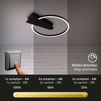Briloner 3542-015 - Dimmbare LED-Deckenleuchte NICO LED/12W/230V schwarz